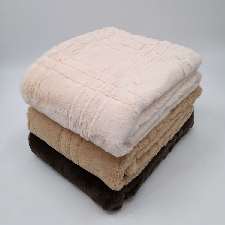 Home Decoration Luxury Soft Cozy Faux Rabbit Fur Winter Blanket